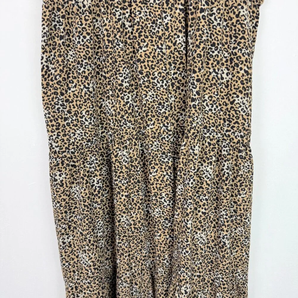NWOT ASOS DESIGN Sleeveless Tiered Midi Dress With Frills Leopard Print Size 8 - Picture 10 of 14